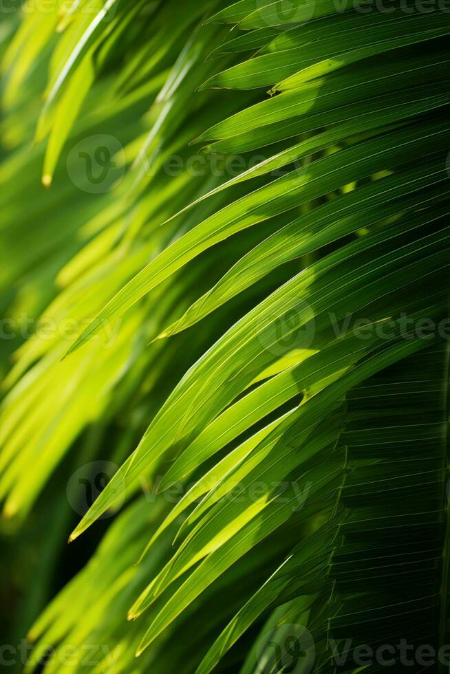 a close up of the leaves of a palm tree generative ai photo