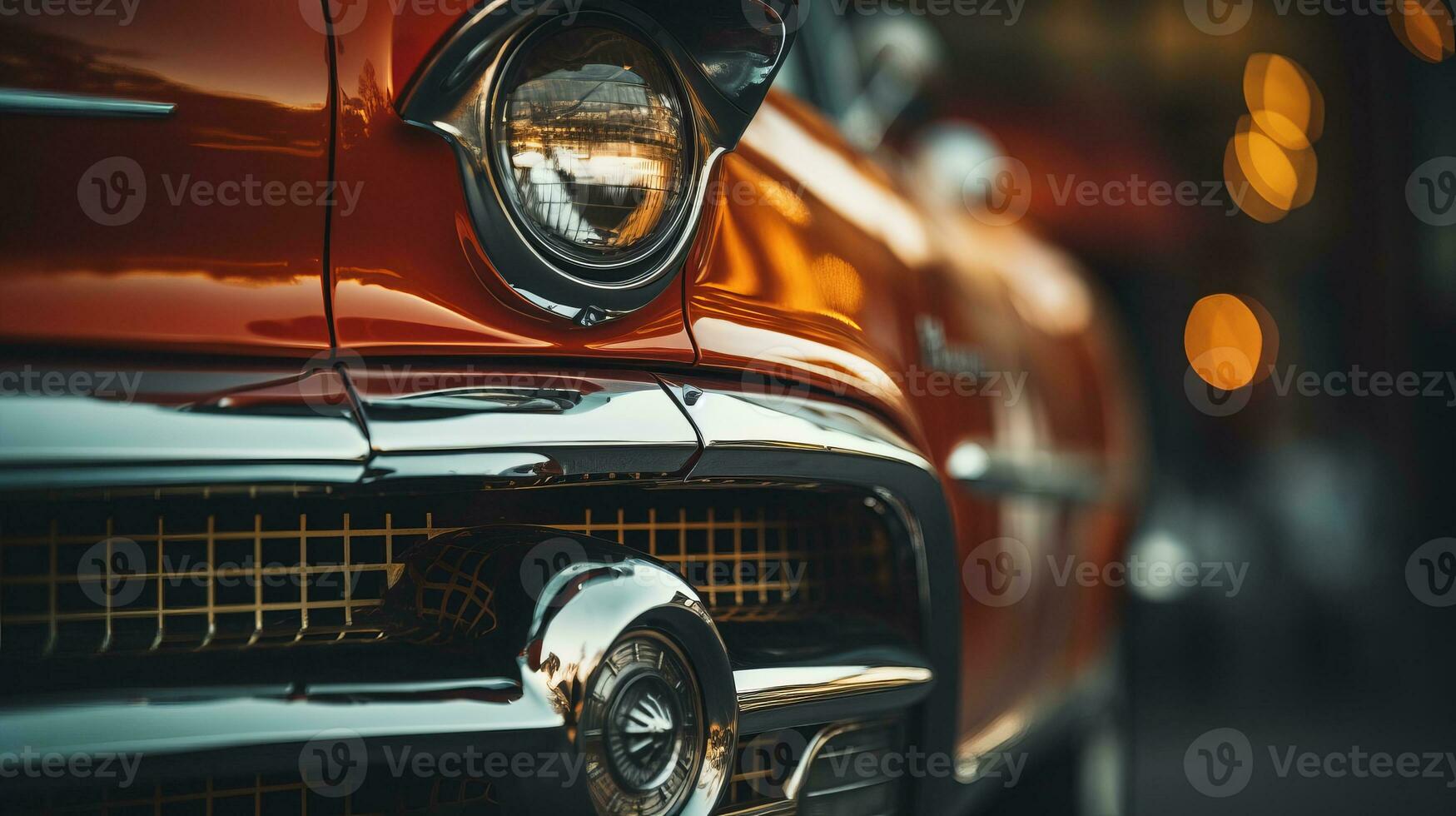 a close up of the front end of an old car generative ai photo