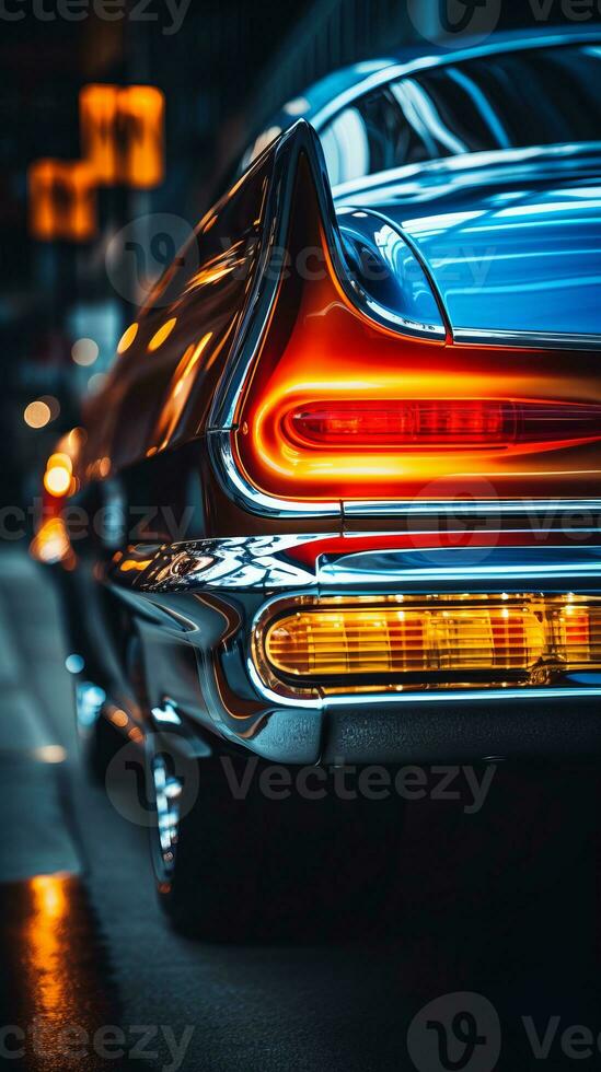 a close up of the tail lights of a classic car generative ai photo
