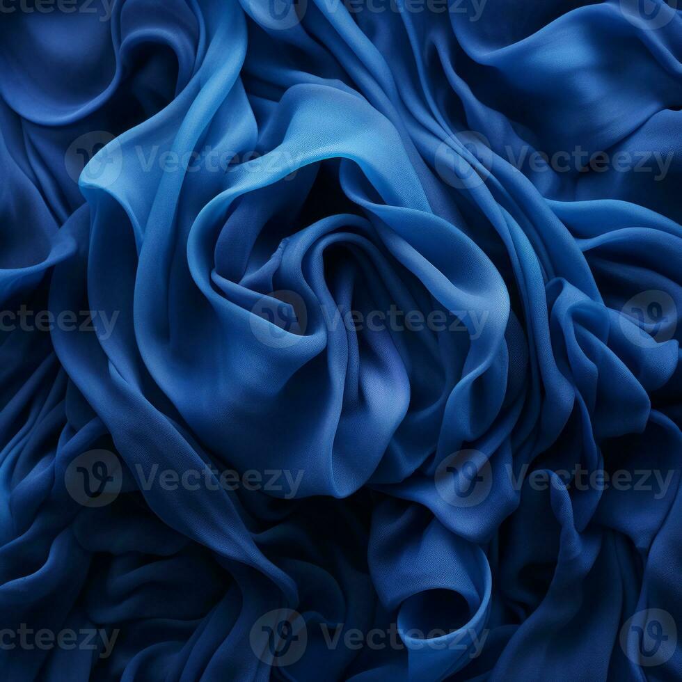 a close up view of a blue silk fabric generative ai photo