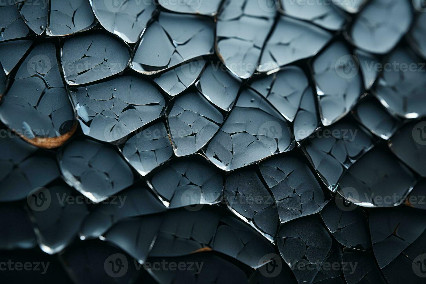 a close up view of a cracked black surface generative ai photo