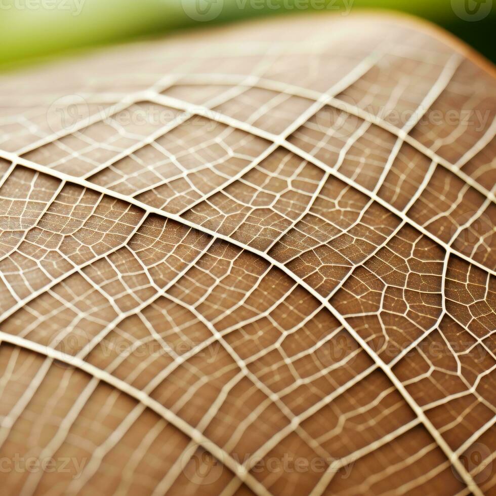 a close up view of a leaf with a net pattern generative ai photo