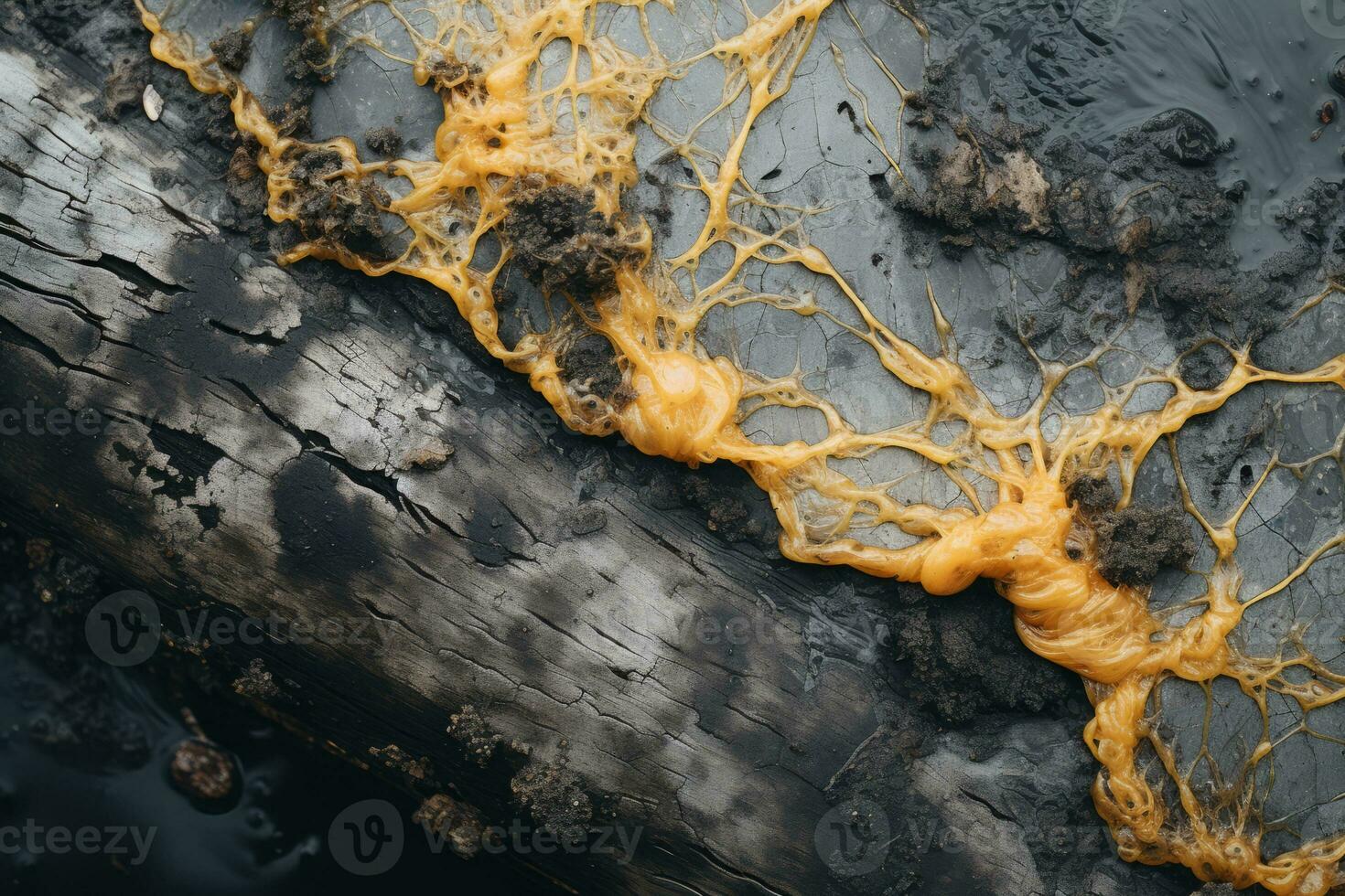 a close up view of a piece of wood covered in oil and water generative ai photo