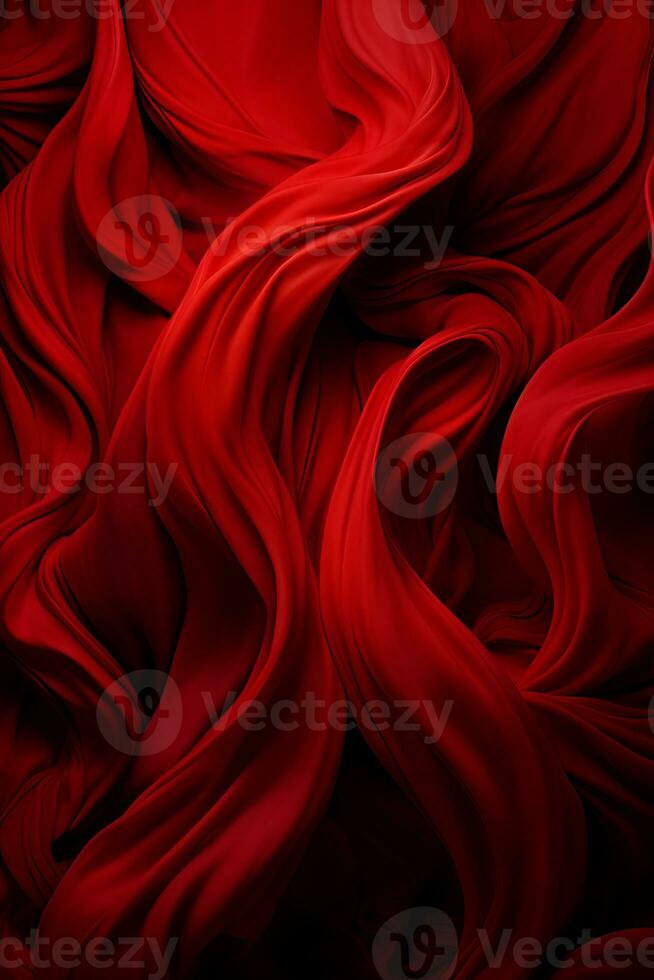 a close up view of a red silk fabric generative ai photo
