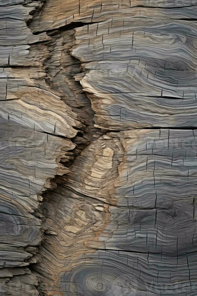 a close up view of a wood plank with cracks generative ai photo