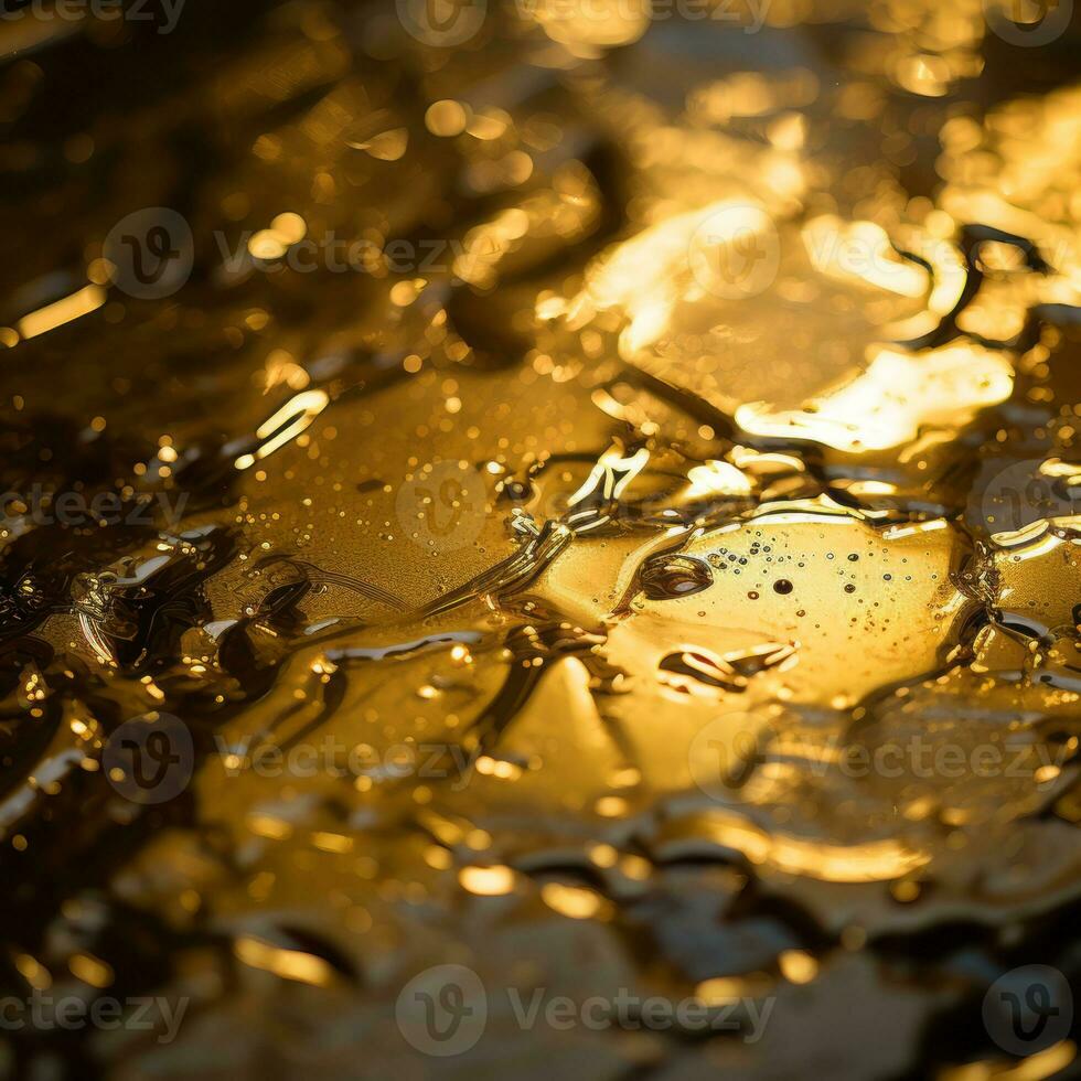 a close up view of oil and water on a surface generative ai photo