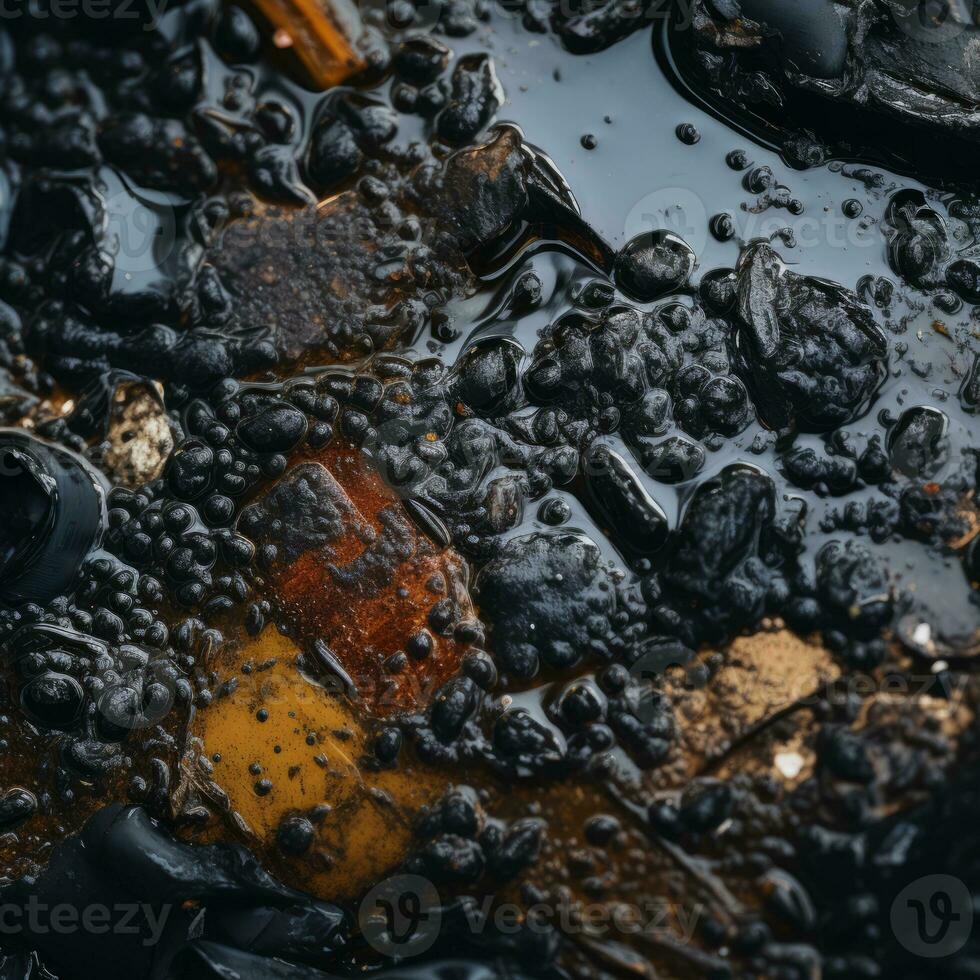 a close up view of oil and water generative ai photo