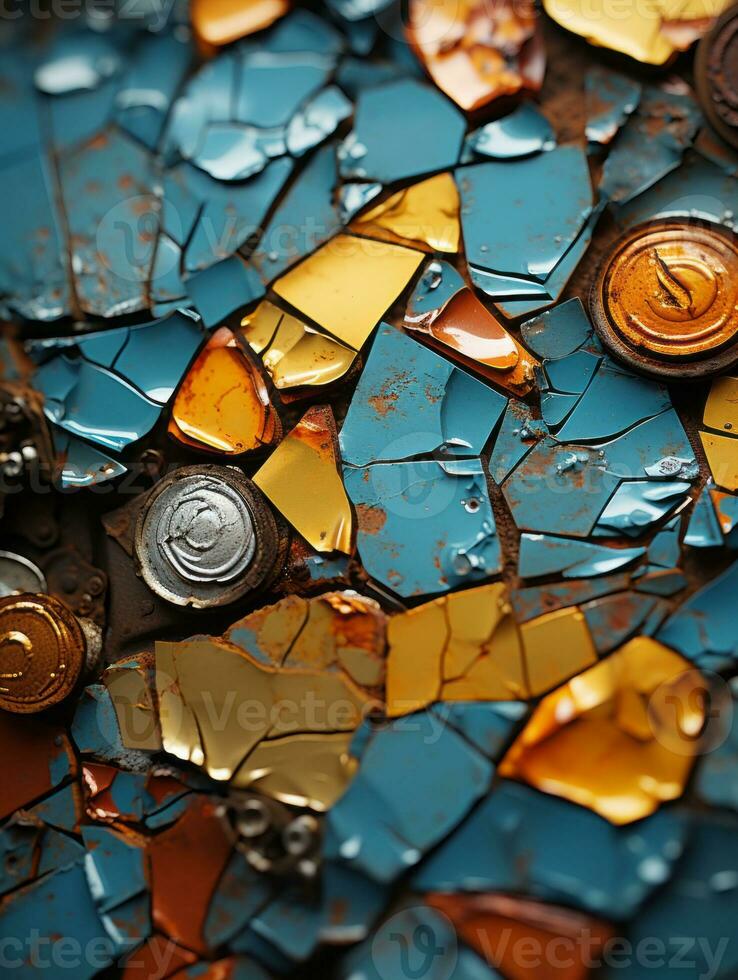 a close up view of some broken pieces of glass generative ai photo