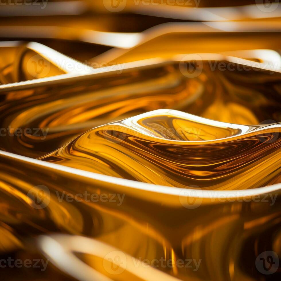 a close up view of some gold liquid on top of a table generative ai photo