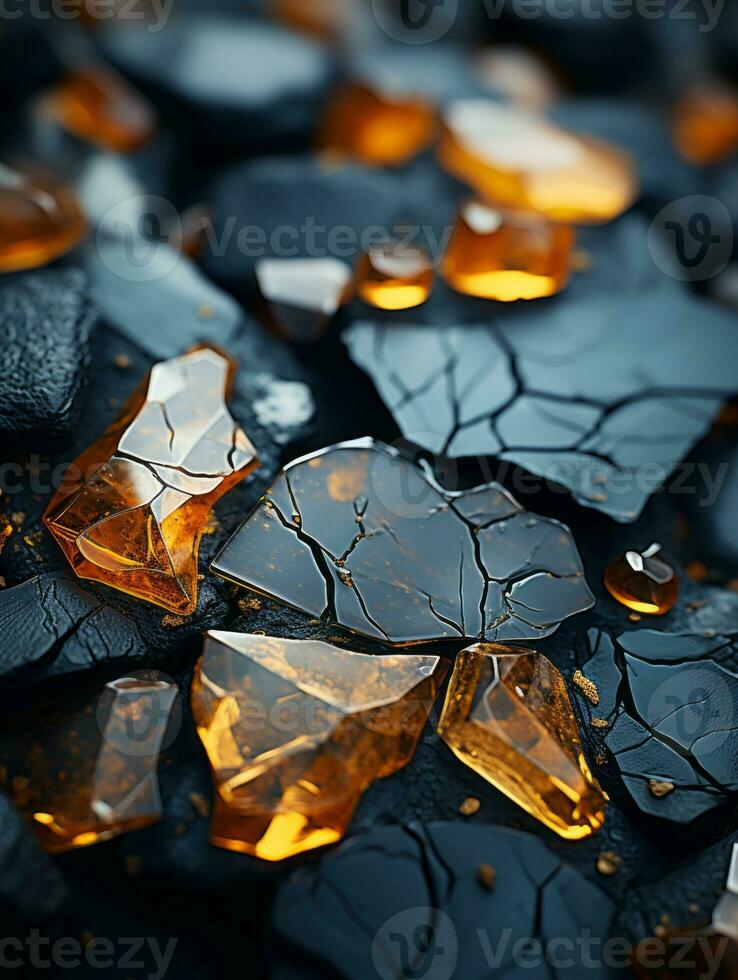 a close up view of some orange and black stones generative ai photo