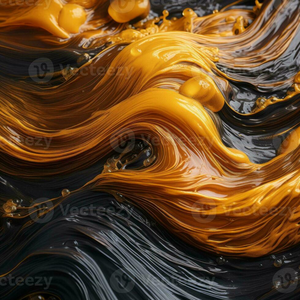 a close up view of some orange and black liquid generative ai photo