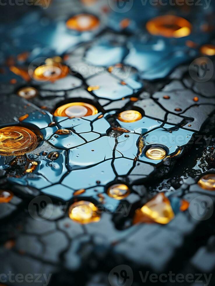 a close up view of water droplets on a cracked surface generative ai photo