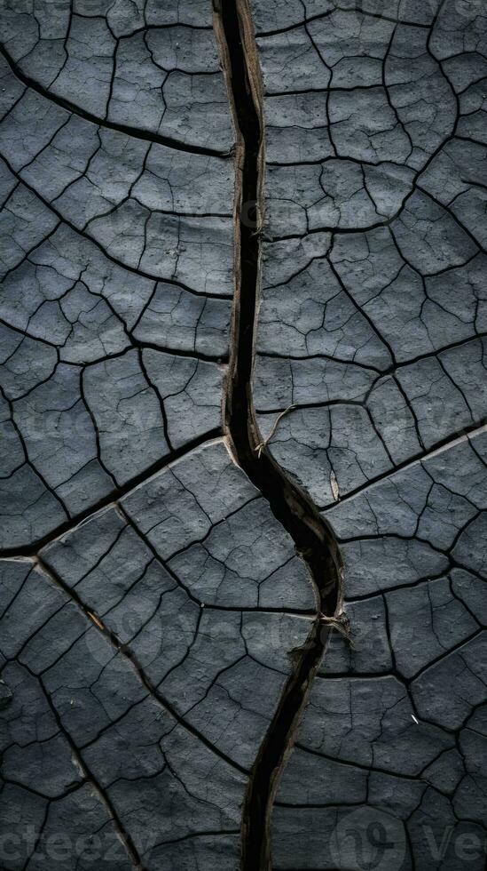a crack in the surface of a cracked black surface generative ai photo