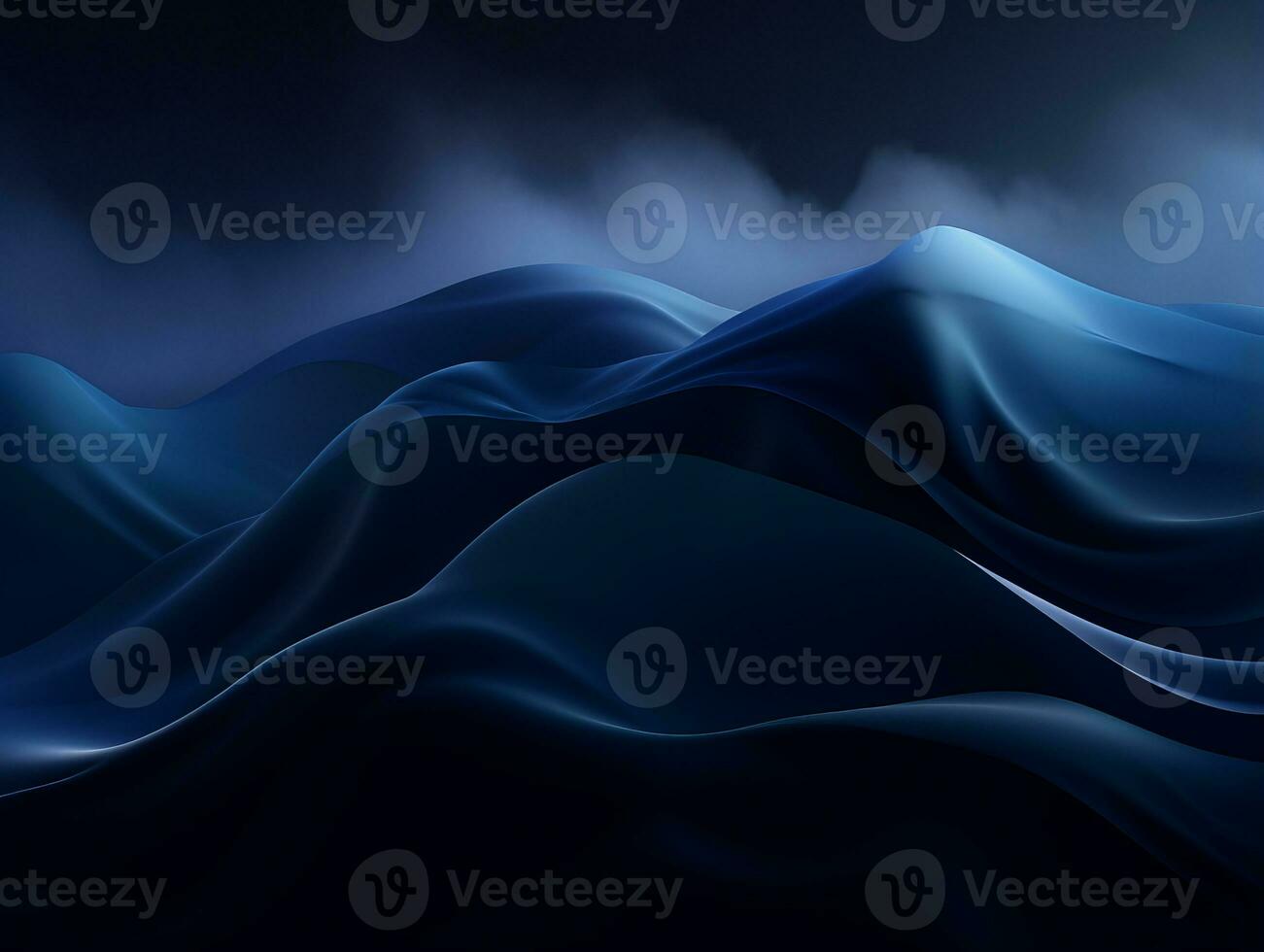 a dark blue background with waves and clouds generative ai photo