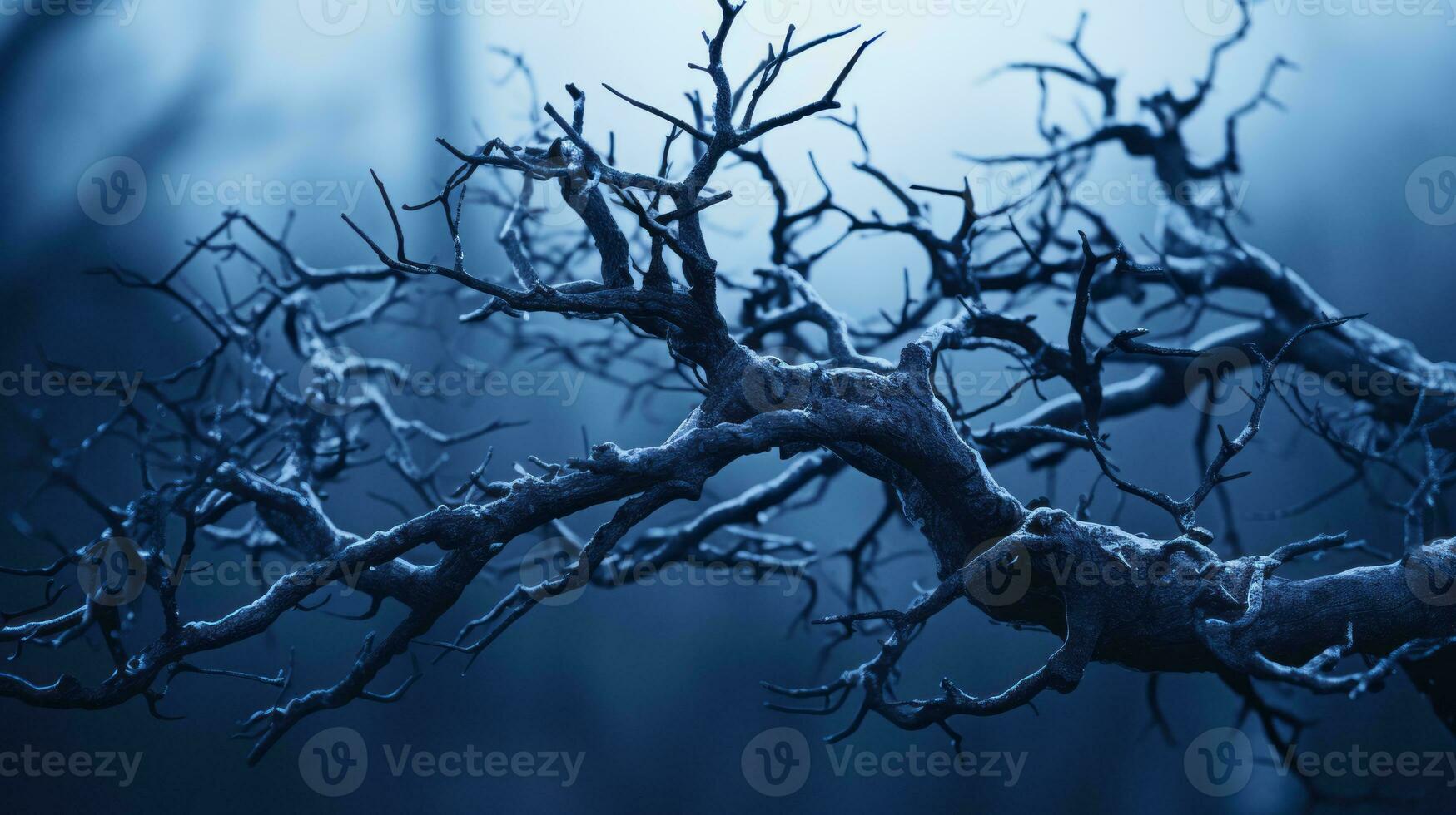 a dead tree with no leaves in the dark generative ai photo