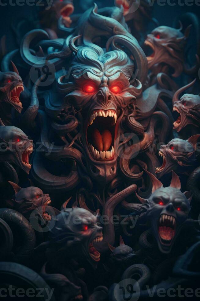 a digital painting of a demon with red eyes generative ai photo