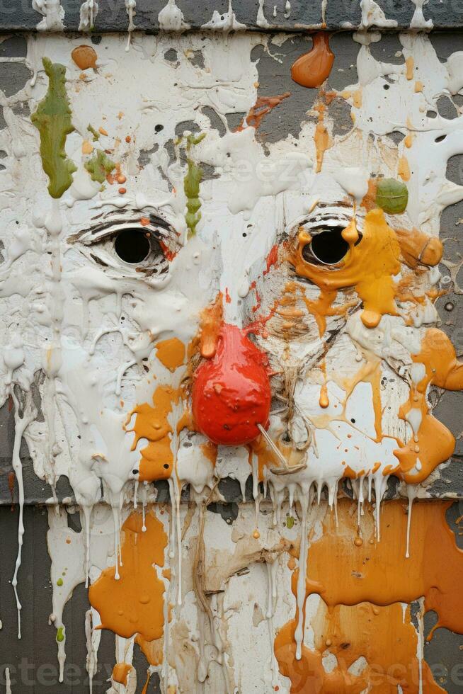a face painted on a wall generative ai photo