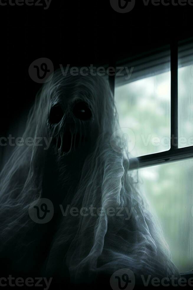 a ghost is sitting in front of a window generative ai photo