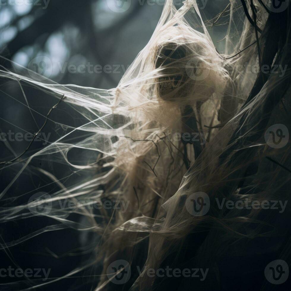 a ghostly figure in the dark with a spider web around it generative ai photo