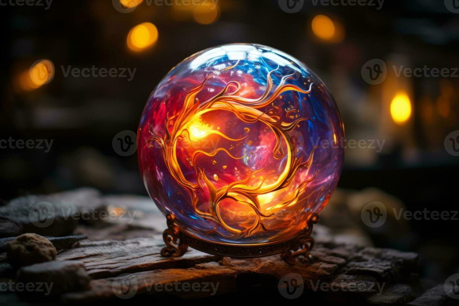 a glass ball with a colorful design on it generative ai photo
