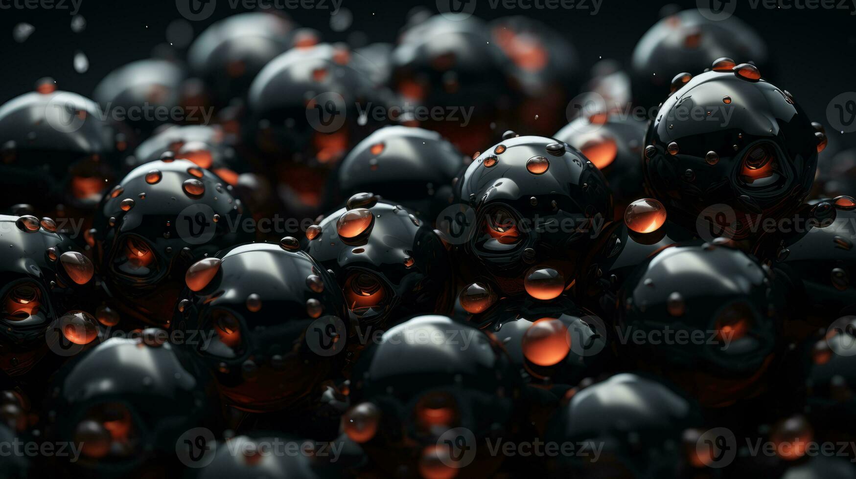 a group of black and red bubbles on a black background generative ai photo