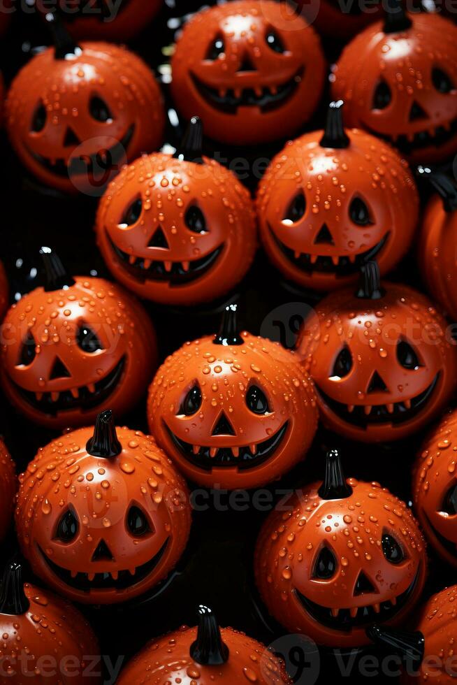 a group of halloween pumpkins arranged in a row generative ai photo