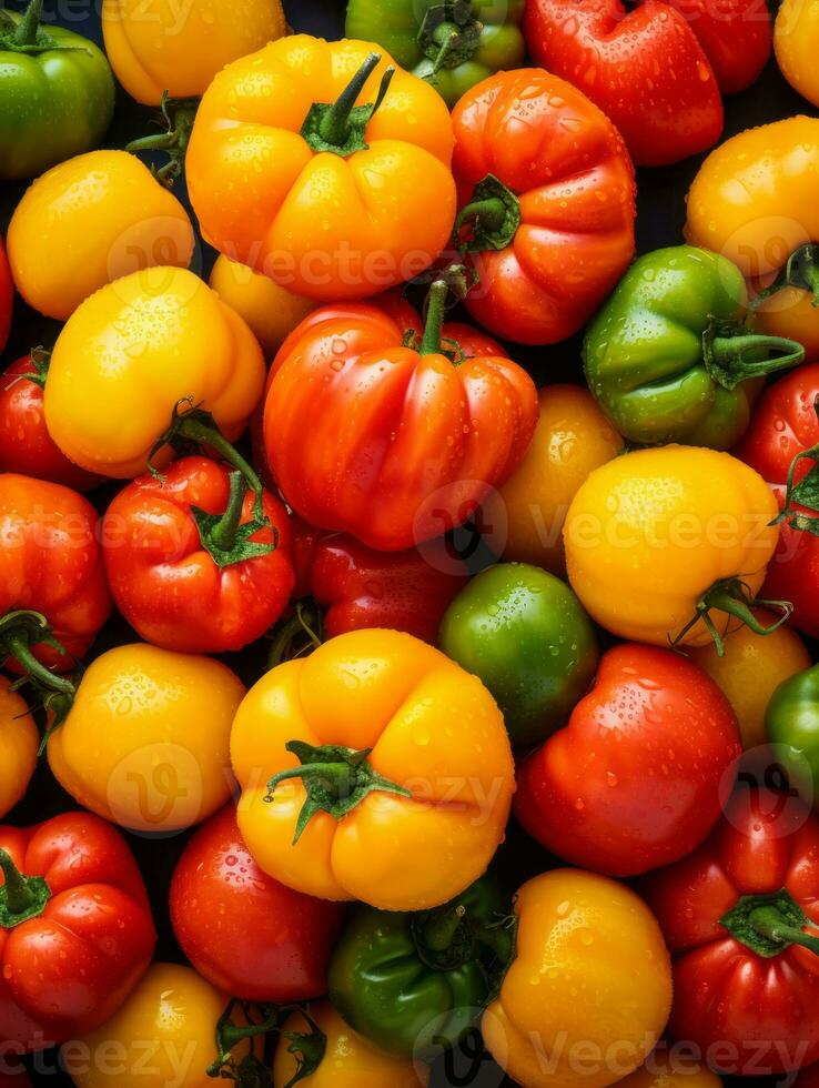a large pile of colorful tomatoes generative ai photo