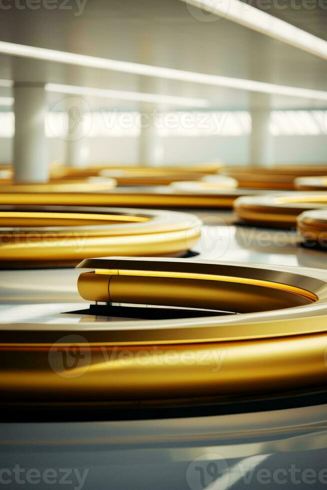 a large number of gold rings sitting on top of each other generative ai photo