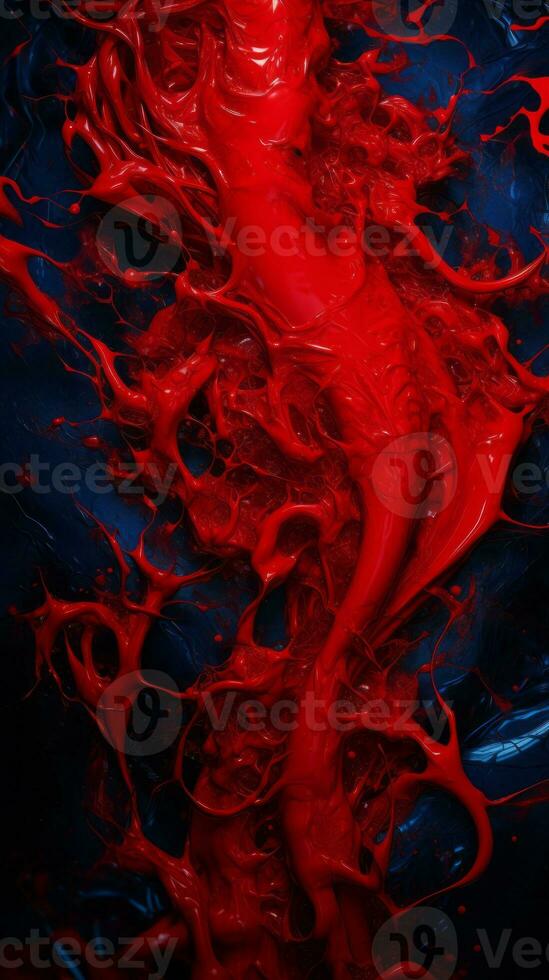 a painting of red and blue paint on a black background generative ai photo