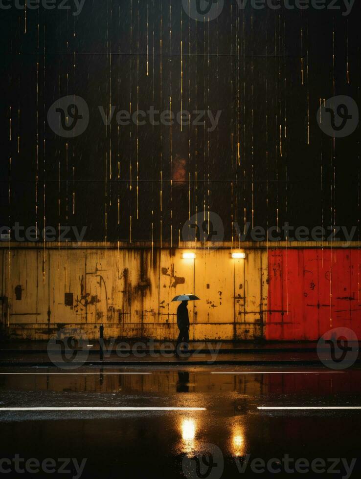 a person walking in the rain with an umbrella generative ai photo