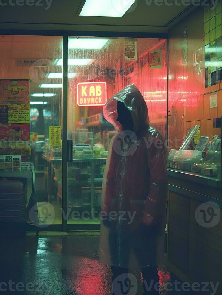 a person wearing a rain coat generative ai photo