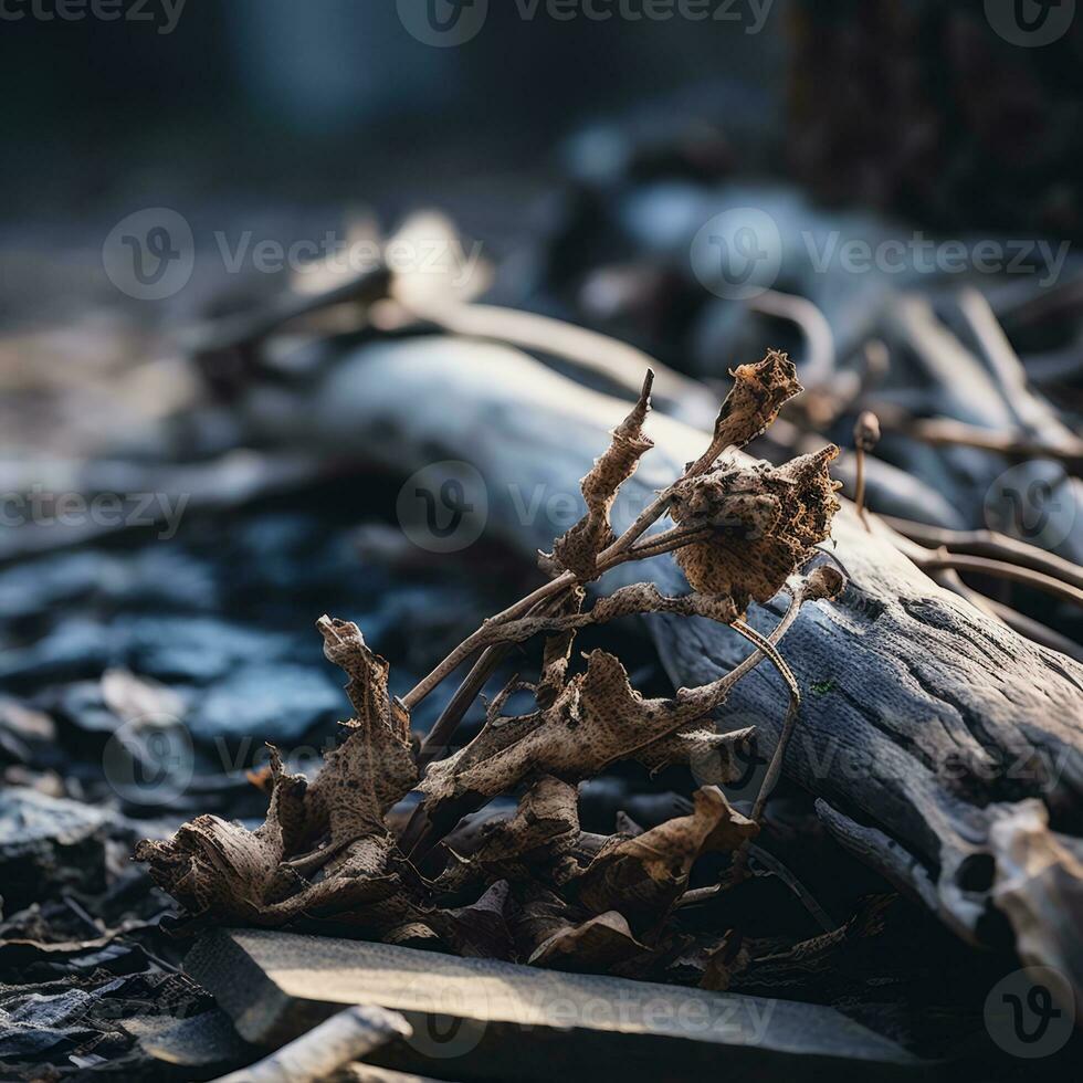 a pile of dead leaves on the ground generative ai photo