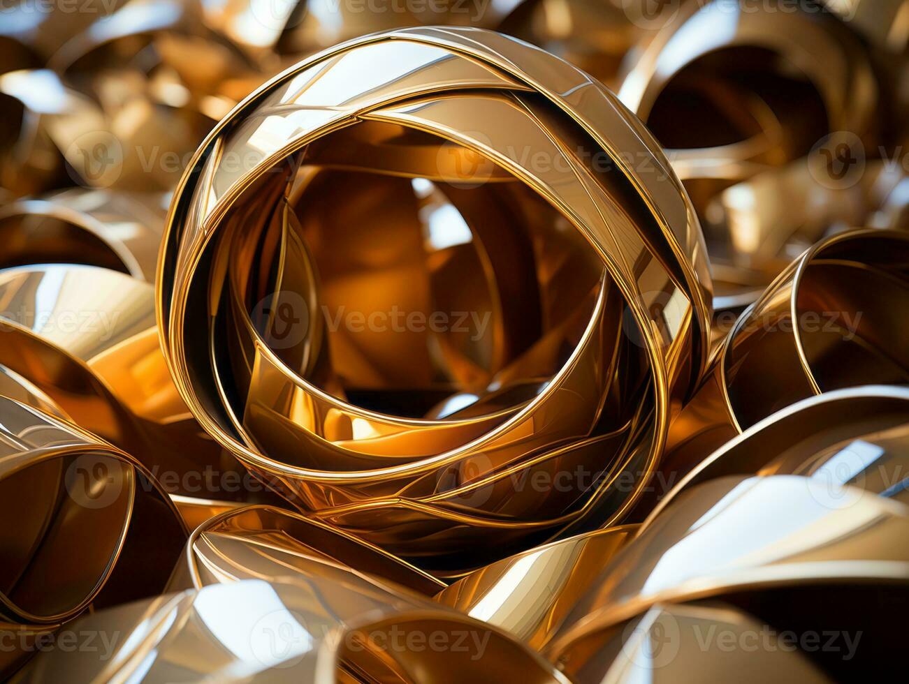 a pile of gold rings sitting on top of each other generative ai photo