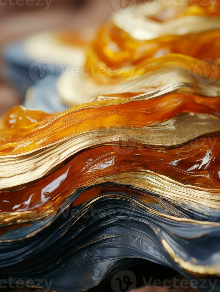 a pile of orange and gold wafers sitting on top of each other generative ai photo