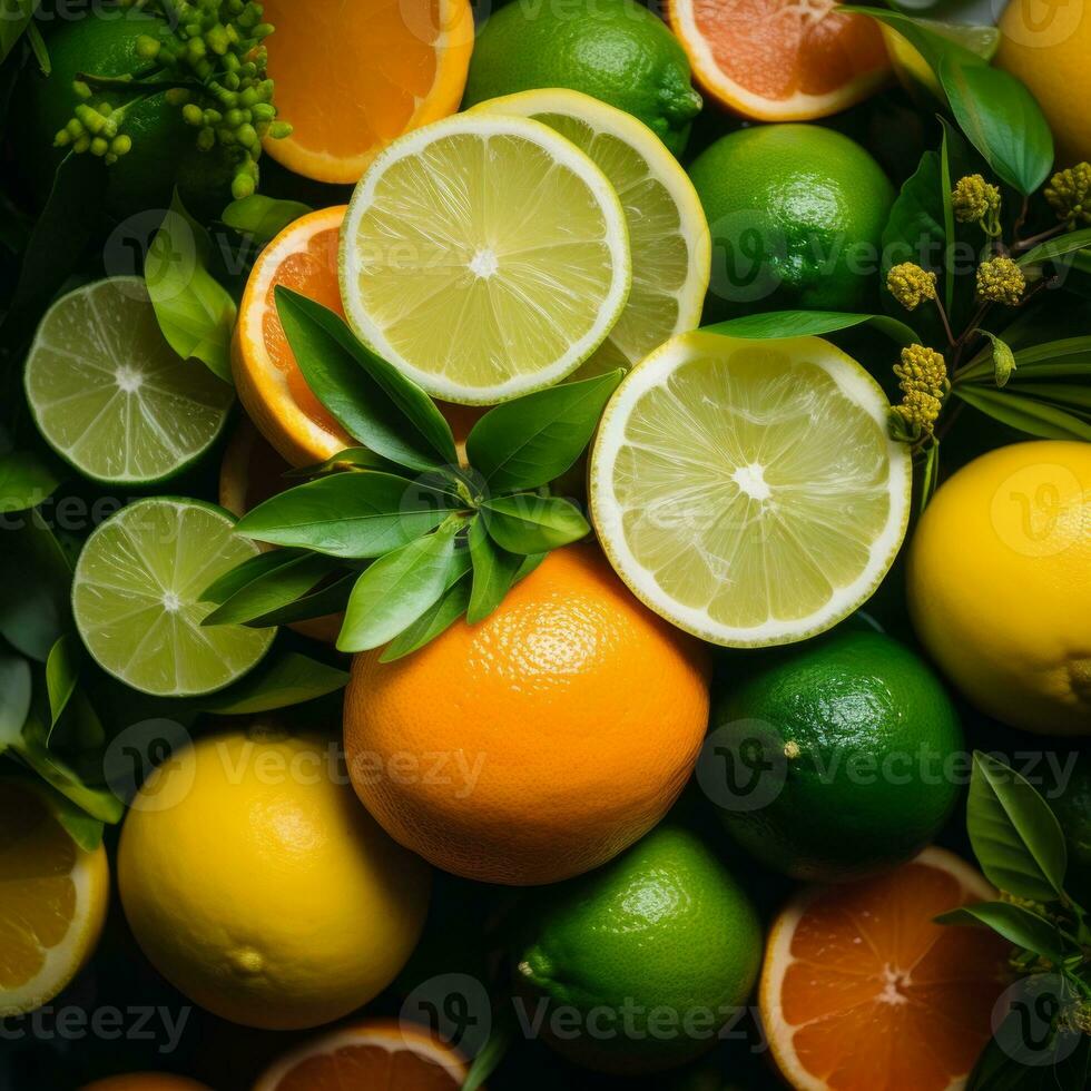 a pile of oranges lemons and limes generative ai photo