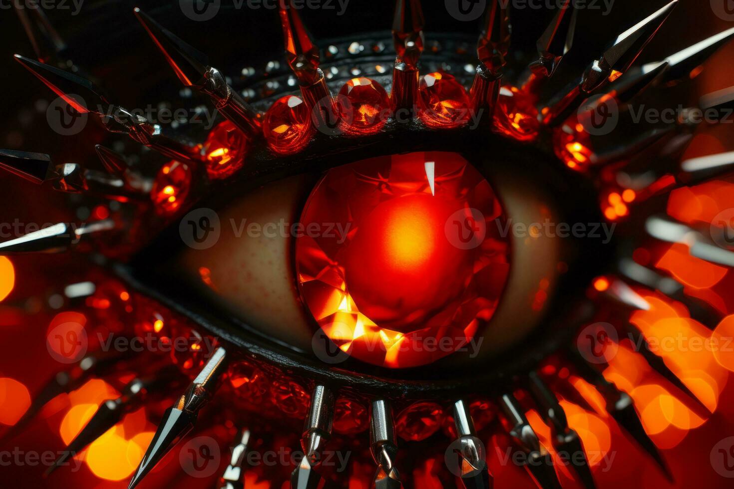 a red eye with spikes on it generative ai photo