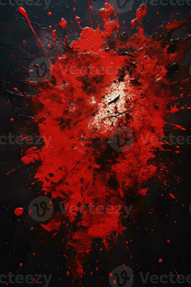 a red paint splatter on a black background generative ai photo