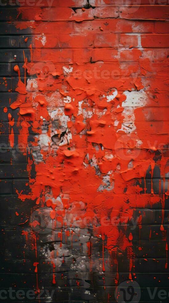a red painted wall with paint splatters on it generative ai photo