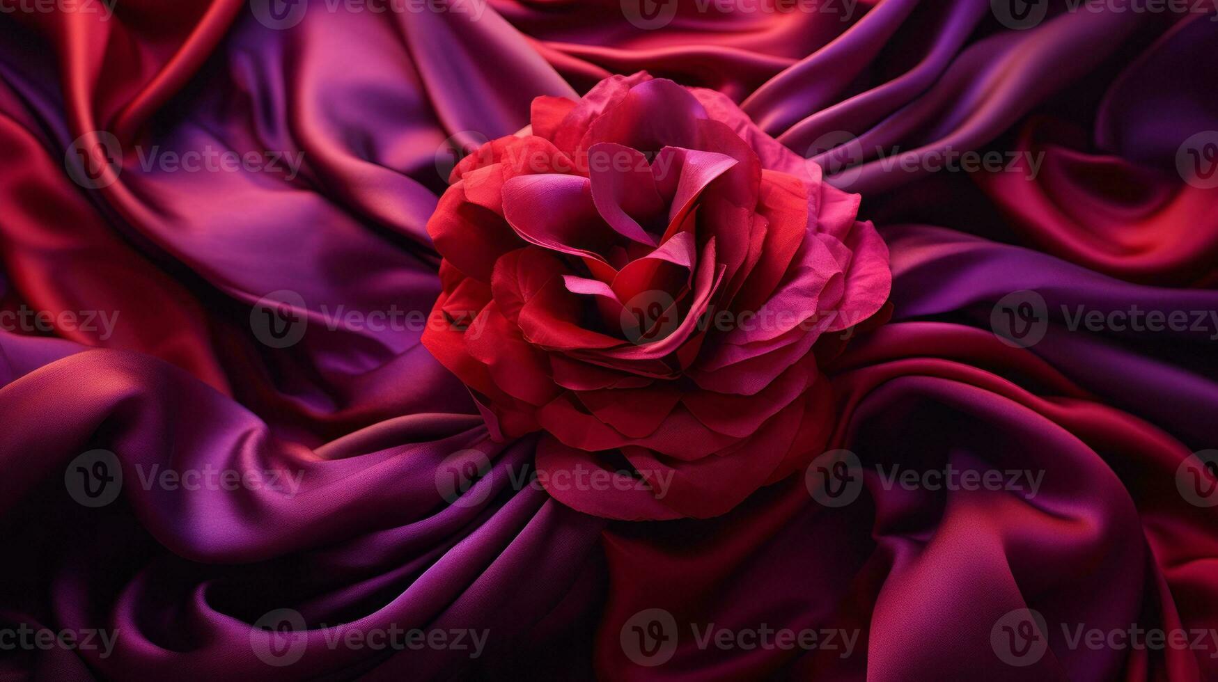 a red rose on a purple fabric generative ai photo