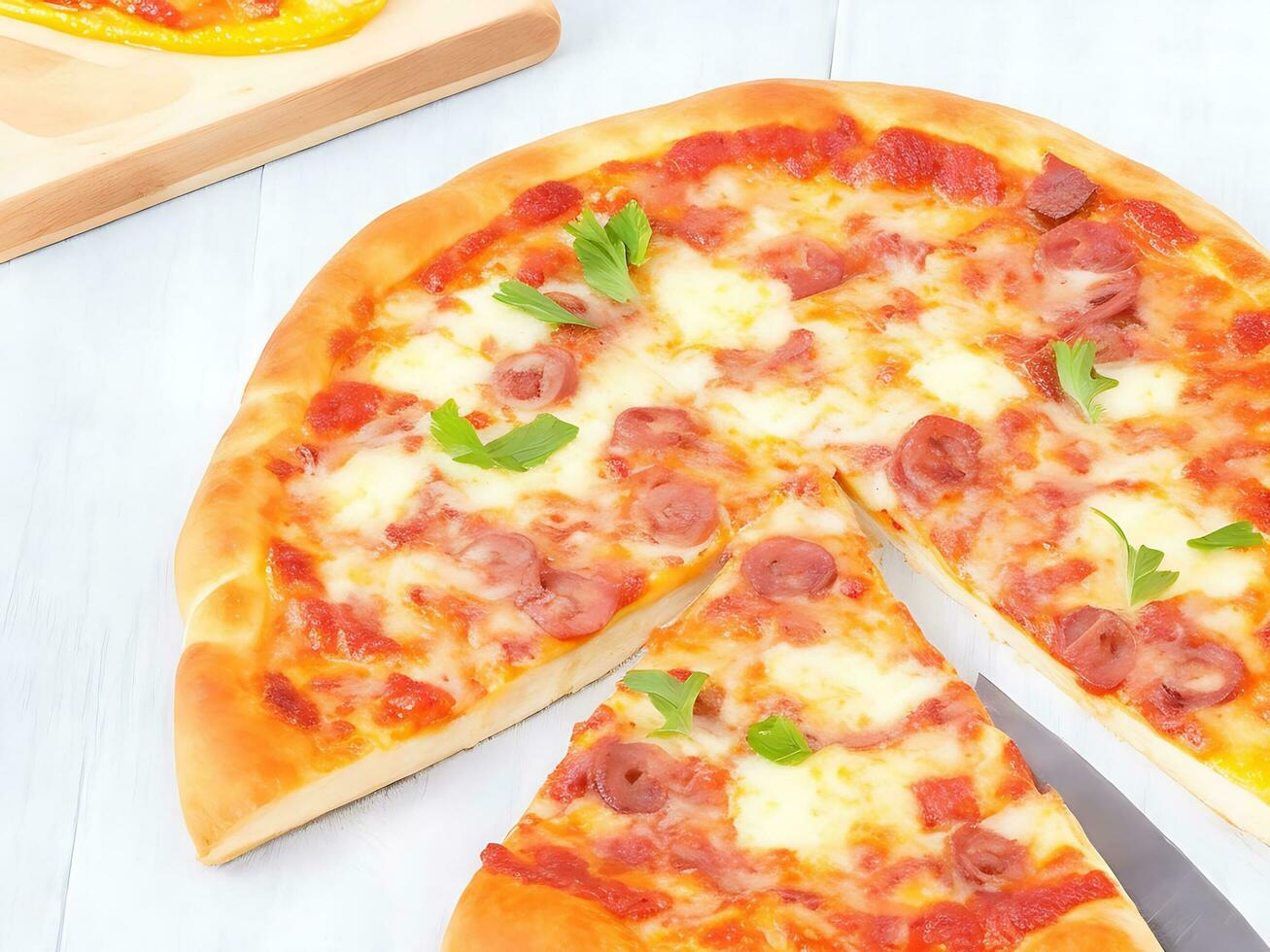 Delicious Cheese Pizza AI Generated Image photo