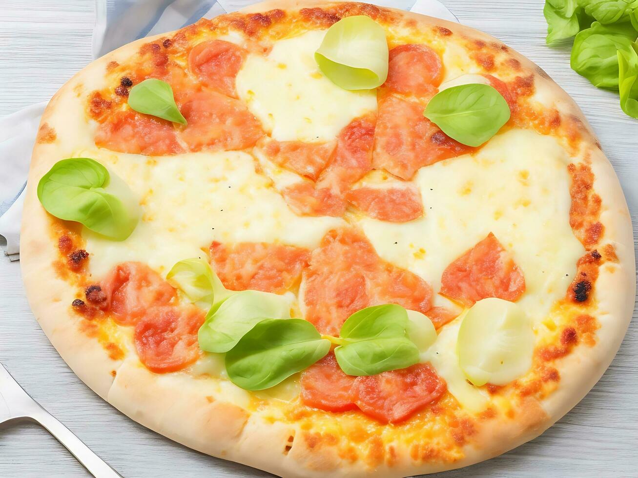 Delicious Cheese Pizza AI Generated Image photo