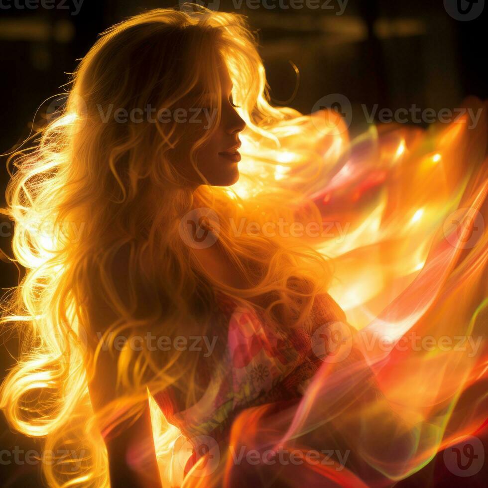 a woman with long blonde hair generative ai photo