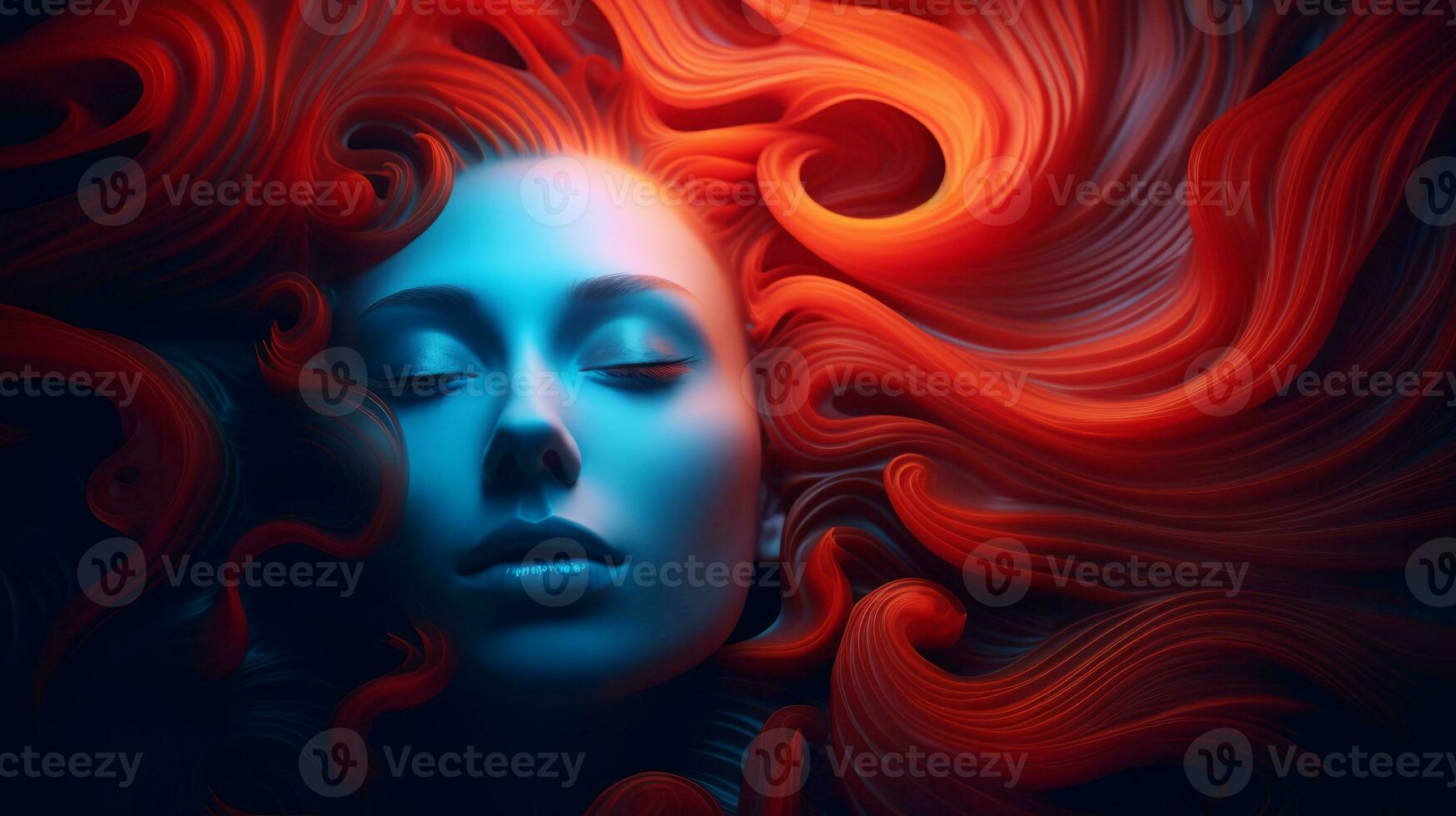 a woman with red hair and blue eyes generative ai photo