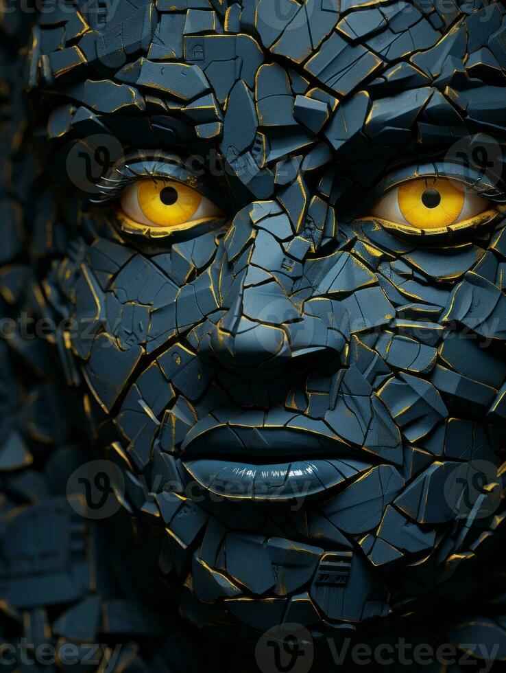 a womans face made out of broken pieces of glass generative ai photo
