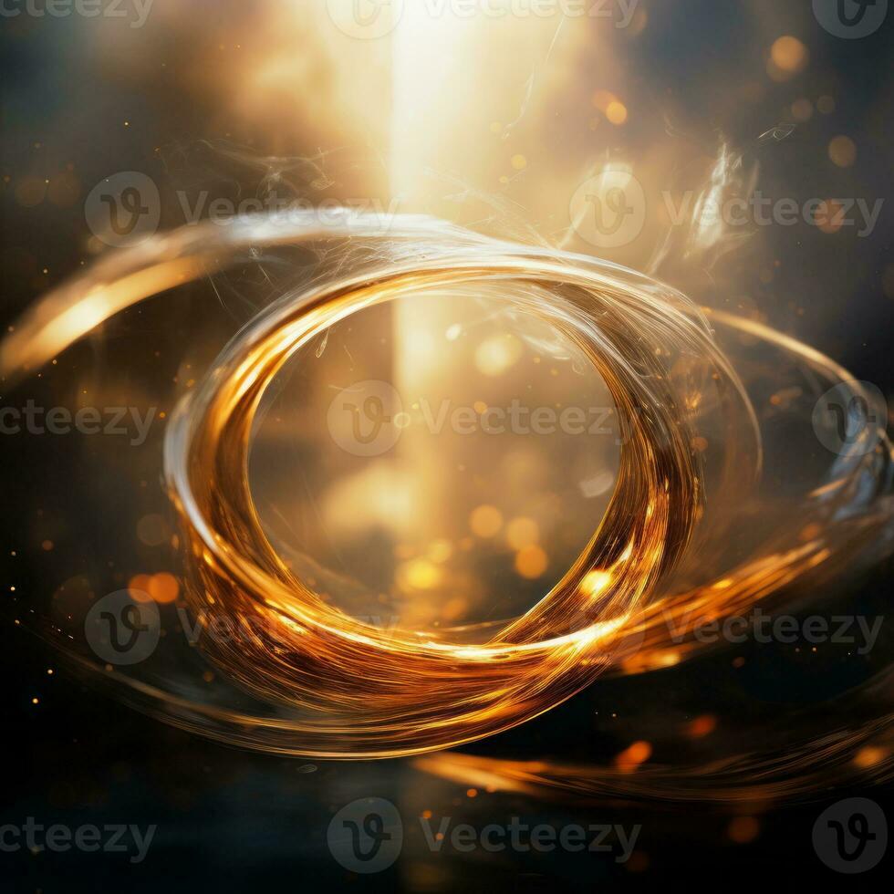 abstract background with golden rings on a dark background generative ai photo
