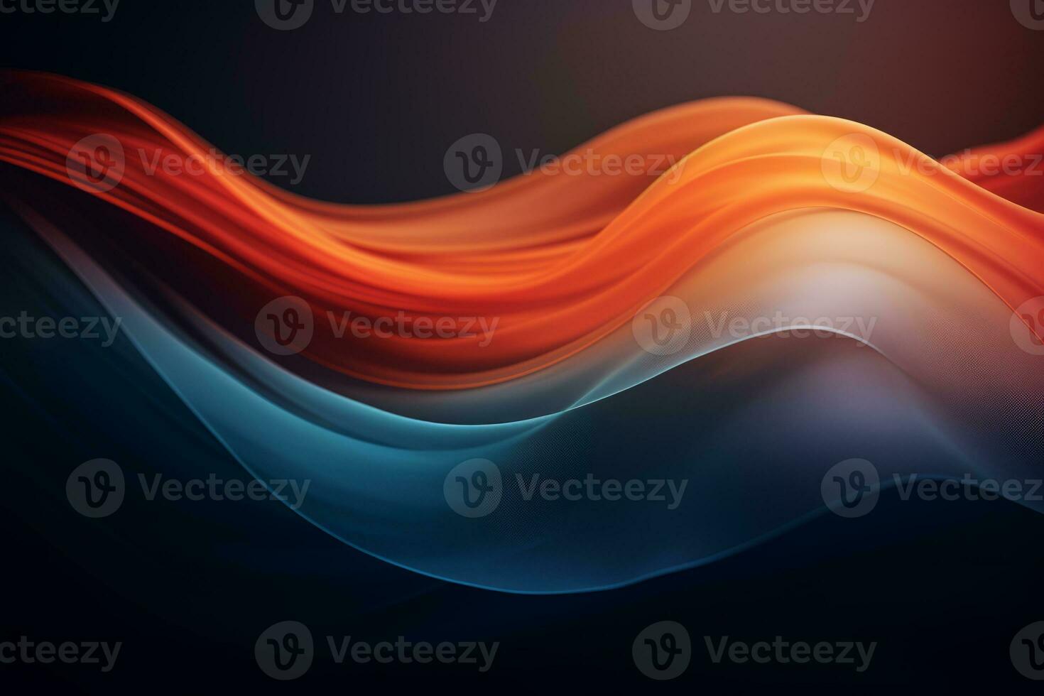 abstract background with orange and blue waves generative ai photo