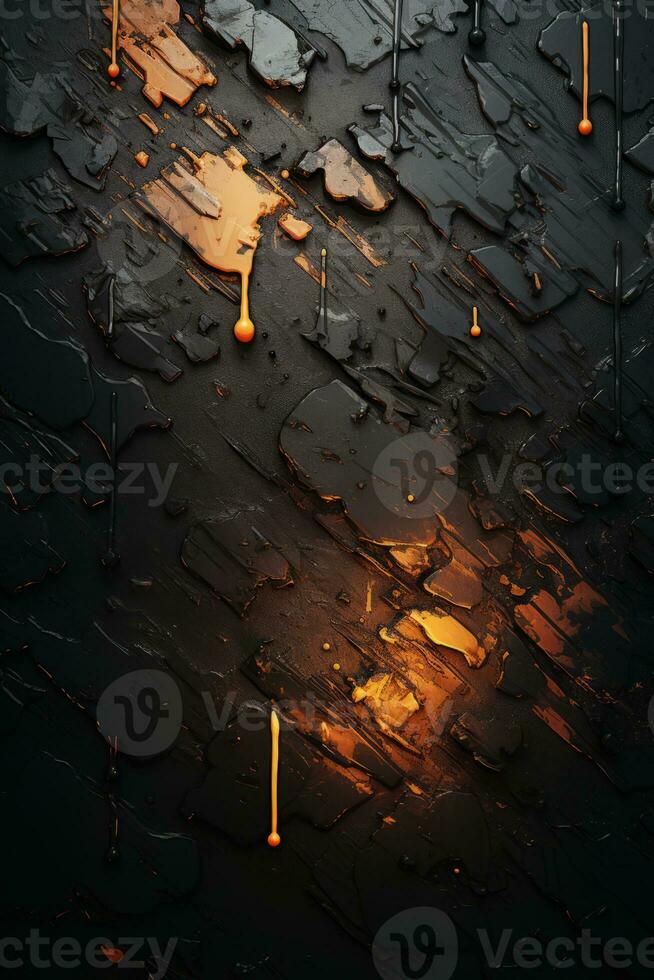 abstract black and orange background with dripping paint generative ai photo