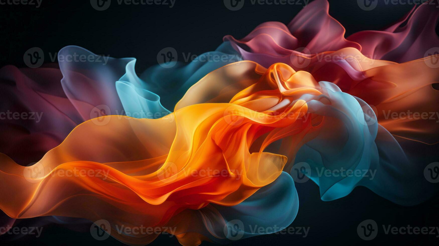 abstract colorful smoke on black background generative ai photo