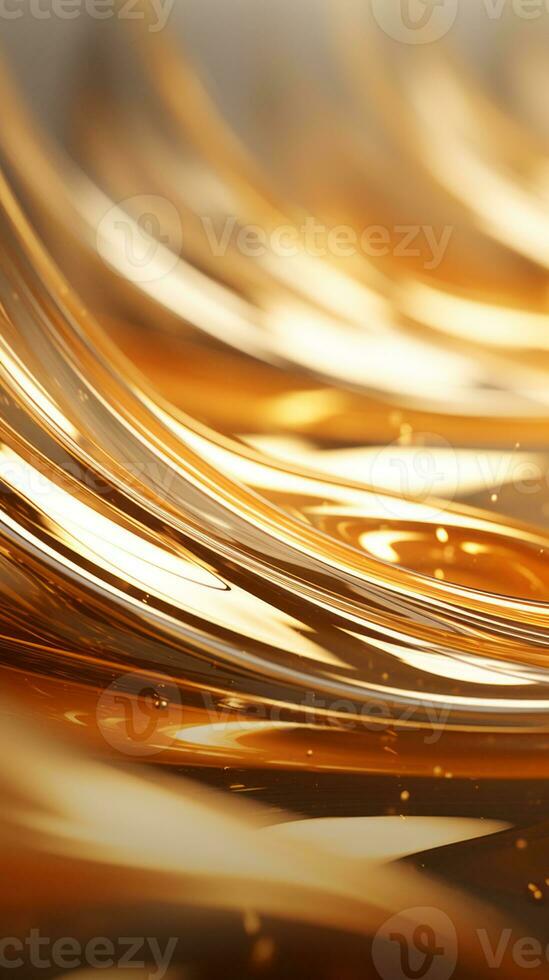 abstract golden waves on a black background generative ai photo