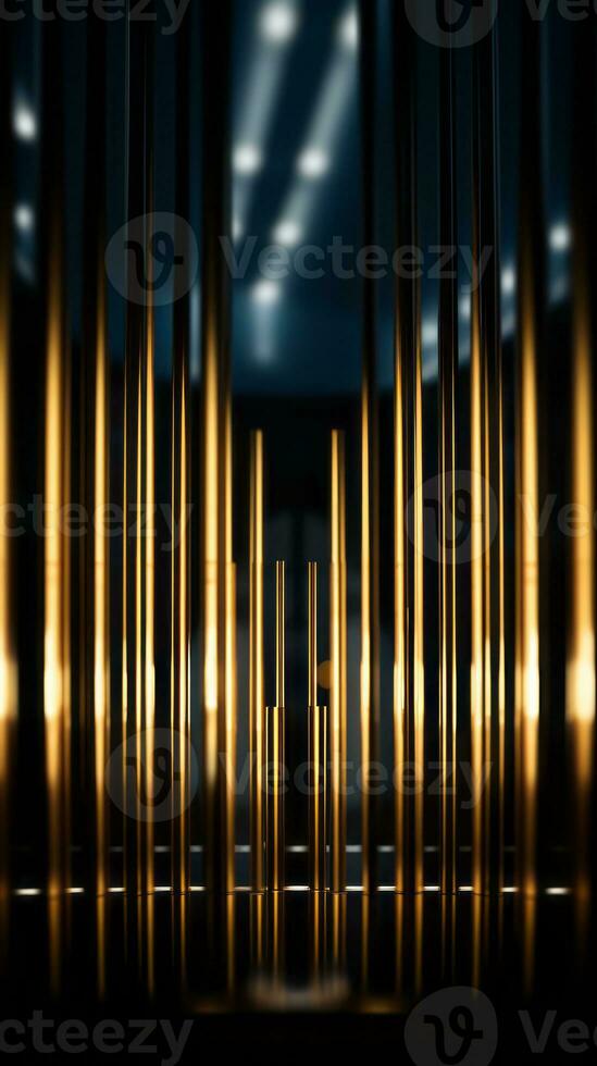 abstract golden bars in a dark room generative ai photo